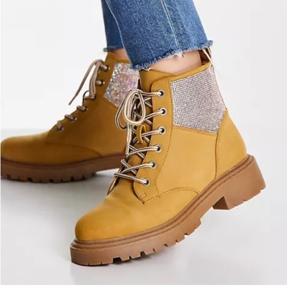 F L A S H • SALE! • NIB • ASOS • Amelie Embellished Hiker Boots - Picture 2 of 9